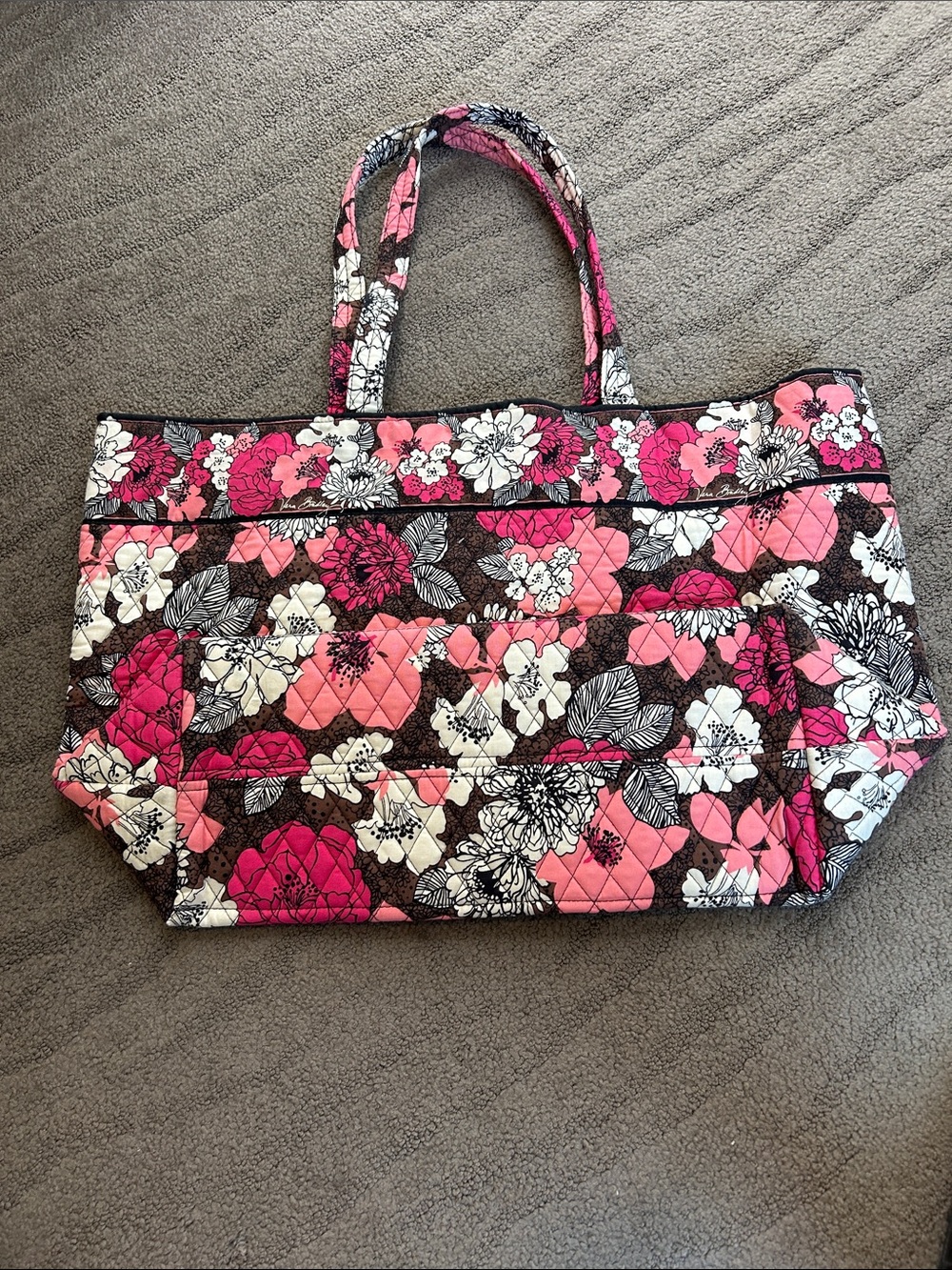 Vera Bradley Large Tote Mocha Rouge Tote EUC - Picture 4 of 8